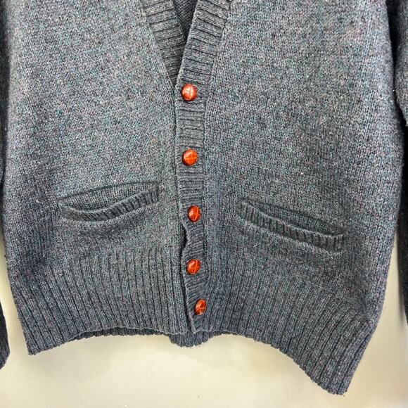 VTG Robert Bruce gray wool blend heathered button up cardigan sweater mens small - Picture 3 of 8